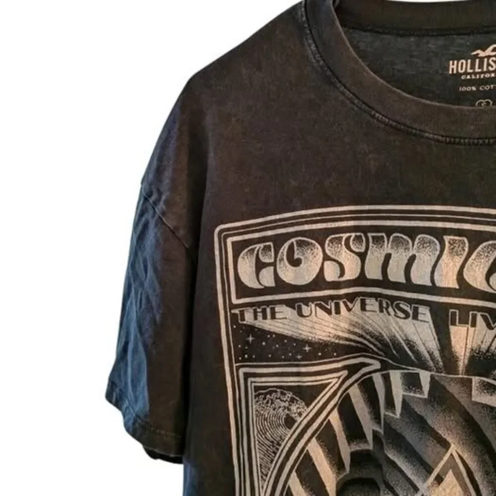 Hollister Cosmic Soul Graphic Tee Black Grunge Y2K Streetwear Alt Festival S